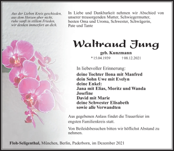 Traueranzeige von Waltraud Jung von Südthüringer Presse