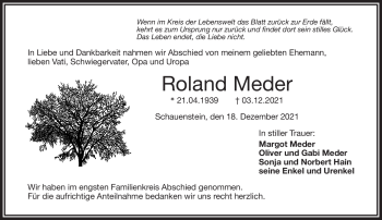 Traueranzeige von Roland Meder von Frankenpost