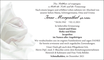 Traueranzeige von Irene Morgenthal von Südthüringer Presse