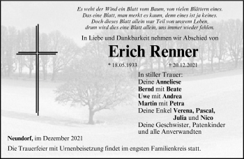 Traueranzeige von Erich Renner von Neue Presse Coburg