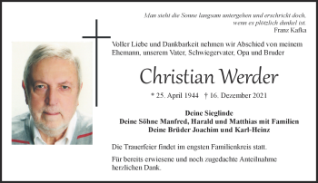 Traueranzeige von Christian Werder von Frankenpost
