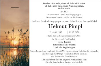 Traueranzeige von Helmut Pimpl von Frankenpost