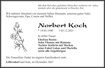 Traueranzeige von Norbert Koch von Südthüringer Presse