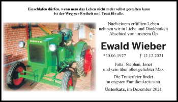 Traueranzeige von Ewald Wieber von Südthüringer Presse