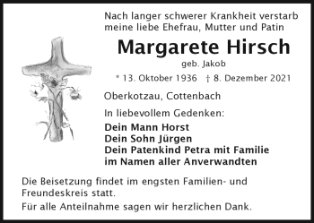 Traueranzeige von Margarete Hirsch von Frankenpost