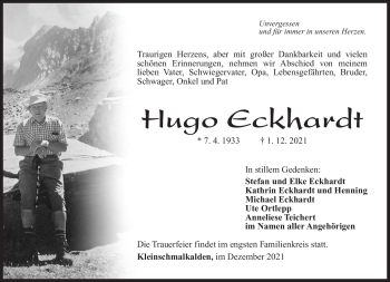 Traueranzeige von Hugo Eckhardt von Südthüringer Presse