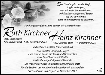 Traueranzeige von RuthHeinz KirchnerKirchner von Südthüringer Presse