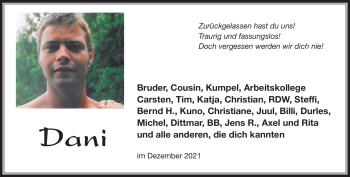 Traueranzeige von Daniel Luck von Südthüringer Presse