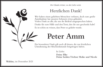 Traueranzeige von Peter Amm von Südthüringer Presse