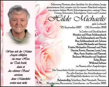 Traueranzeige von Hilde Michaelis von Südthüringer Presse