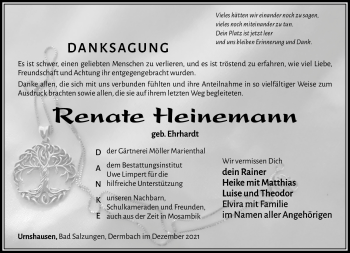 Traueranzeige von Renate Heinemann von Südthüringer Presse
