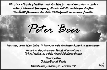Traueranzeige von Peter Beer von Südthüringer Presse