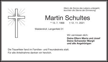 Traueranzeige von Martin Schultes von Frankenpost