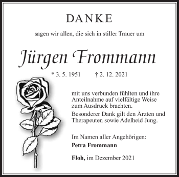 Traueranzeige von Jürgen Frommann von Südthüringer Presse