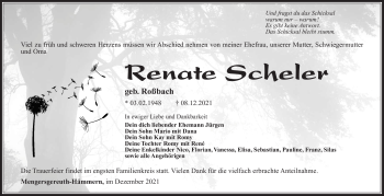 Traueranzeige von Renate Scheler von Südthüringer Presse