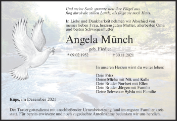 Traueranzeige von Angela Münch von Neue Presse Coburg