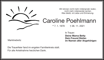 Traueranzeige von Caroline Poehlmann von Frankenpost