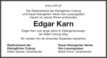 Traueranzeige von Edgar Kern von Neue Presse Coburg