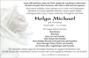 Traueranzeige von Helga Michael von Südthüringer Presse