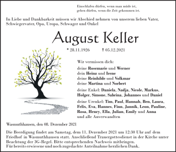 Traueranzeige von August Keller von Neue Presse Coburg
