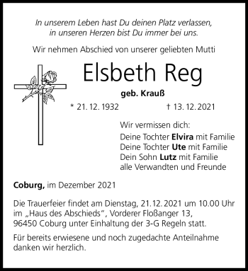 Traueranzeige von Elsbeth Reg von Neue Presse Coburg