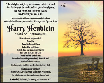 Traueranzeige von Harry Heublein von Südthüringer Presse