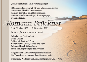 Traueranzeige von Romann Brückner von Südthüringer Presse