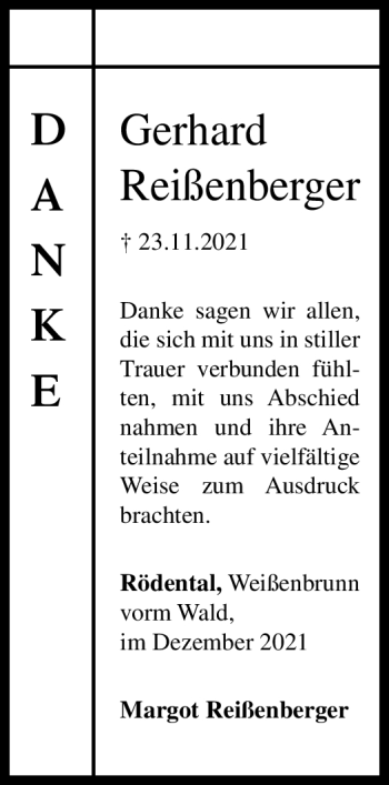Traueranzeige von Gerhard Reißenberger von Neue Presse Coburg