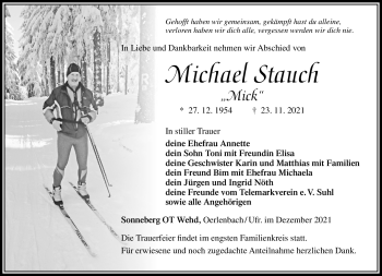 Traueranzeige von Michael Stauch von Südthüringer Presse
