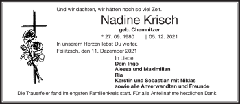 Traueranzeige von Nadine Krisch von Frankenpost