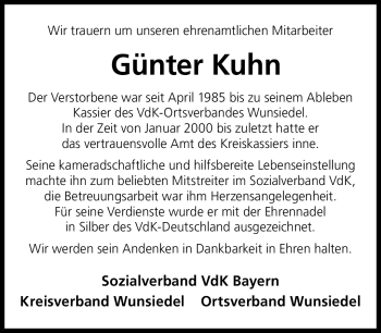 Traueranzeige von Günter Kuhn von Frankenpost