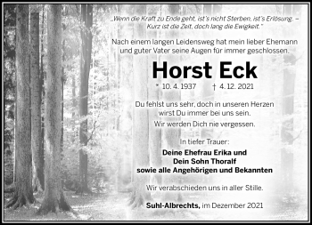 Traueranzeige von Horst Eck von Südthüringer Presse