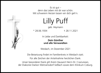 Traueranzeige von Lilly Puff von Neue Presse Coburg