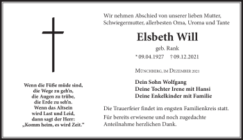 Traueranzeige von Elsbeth Will von Frankenpost