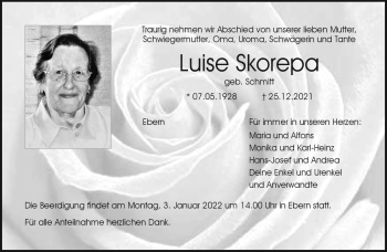 Traueranzeige von Luise Skorepa von Neue Presse Coburg