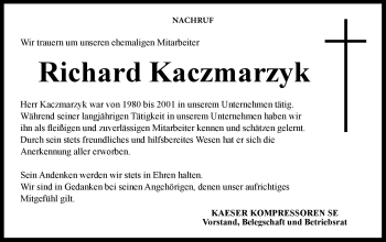 Traueranzeige von Richard Kaczmarzyk von Neue Presse Coburg