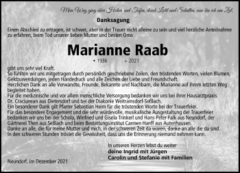 Traueranzeige von Marianne Raab von Neue Presse Coburg