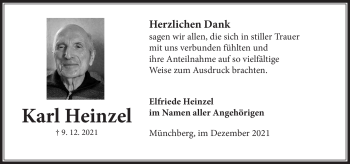 Traueranzeige von Karl Heinzel von Frankenpost