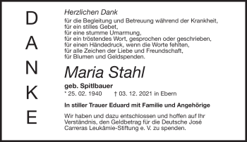 Traueranzeige von Maria Stal von Neue Presse Coburg