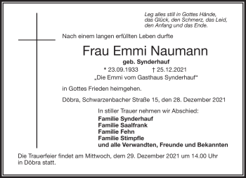 Traueranzeige von Emmi Naumann von Frankenpost