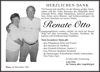 Traueranzeige von Renate Otto von Südthüringer Presse