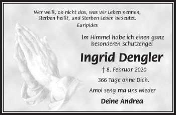 Traueranzeige von Ingrid Dengler von Frankenpost