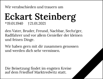 Traueranzeige von Eckart Steinberg von Frankenpost
