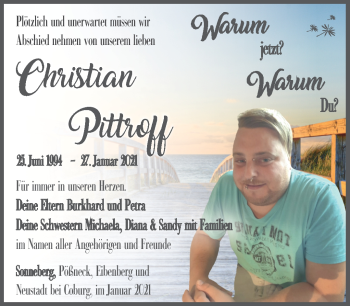 Traueranzeige von Christian Pittroff von Südthüringer Presse