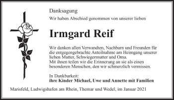 Traueranzeige von Irmgard Reif von Südthüringer Presse