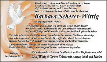 Traueranzeige von Barbara Scherer-Wittig von Neue Presse Coburg