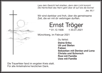 Traueranzeige von Ernst Tröger von Frankenpost