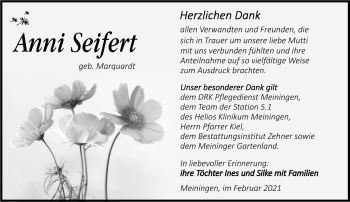 Traueranzeige von Anni Seifert von Südthüringer Presse