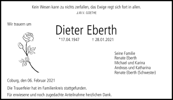 Traueranzeige von Dieter Eberth von Neue Presse Coburg