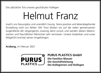 Traueranzeige von Helmut Franz von Frankenpost